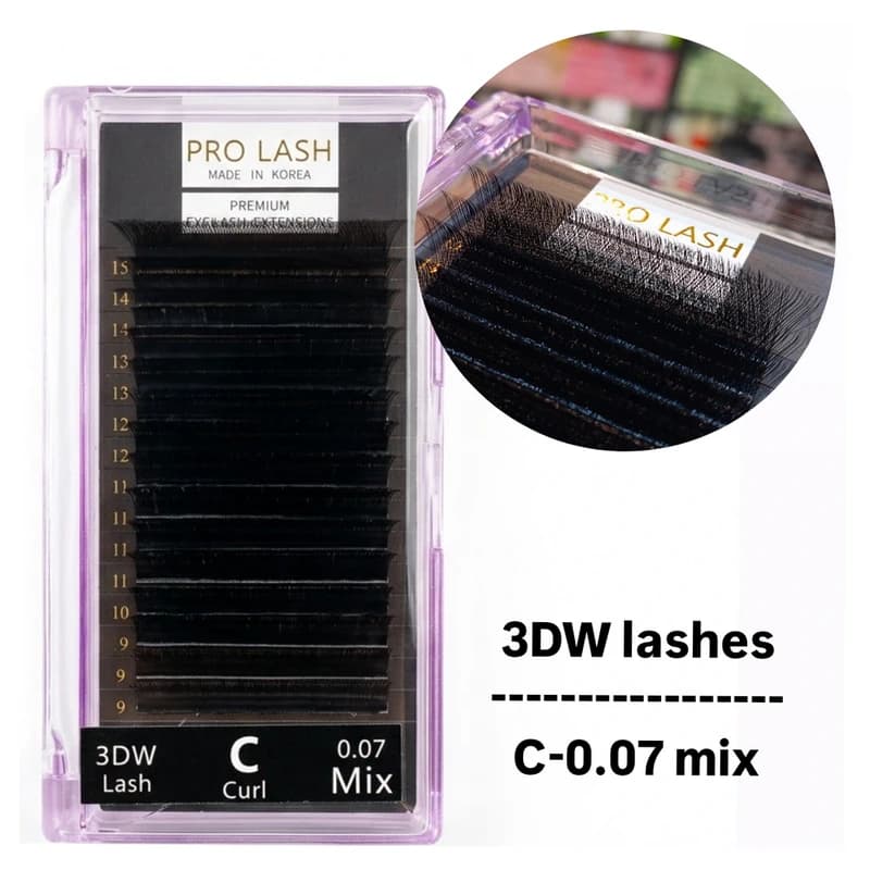 پالت مژه فن سازی شده پرولش 3 بعدی Pro Lash 3DW C-0.07 Mix