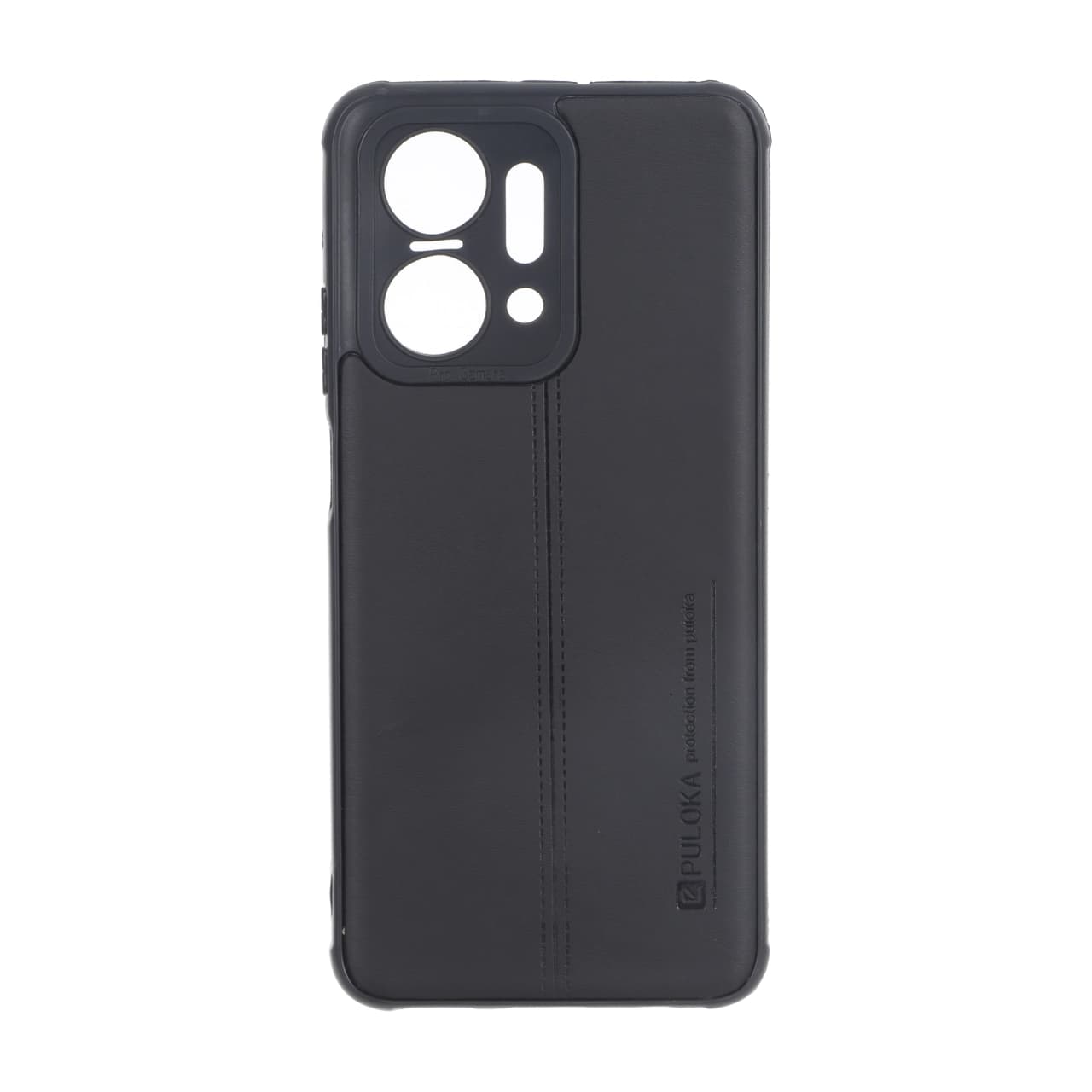 قاب Puloka طرح چرم دوخت دار محافظ لنزدار Honor X7a – مشکی