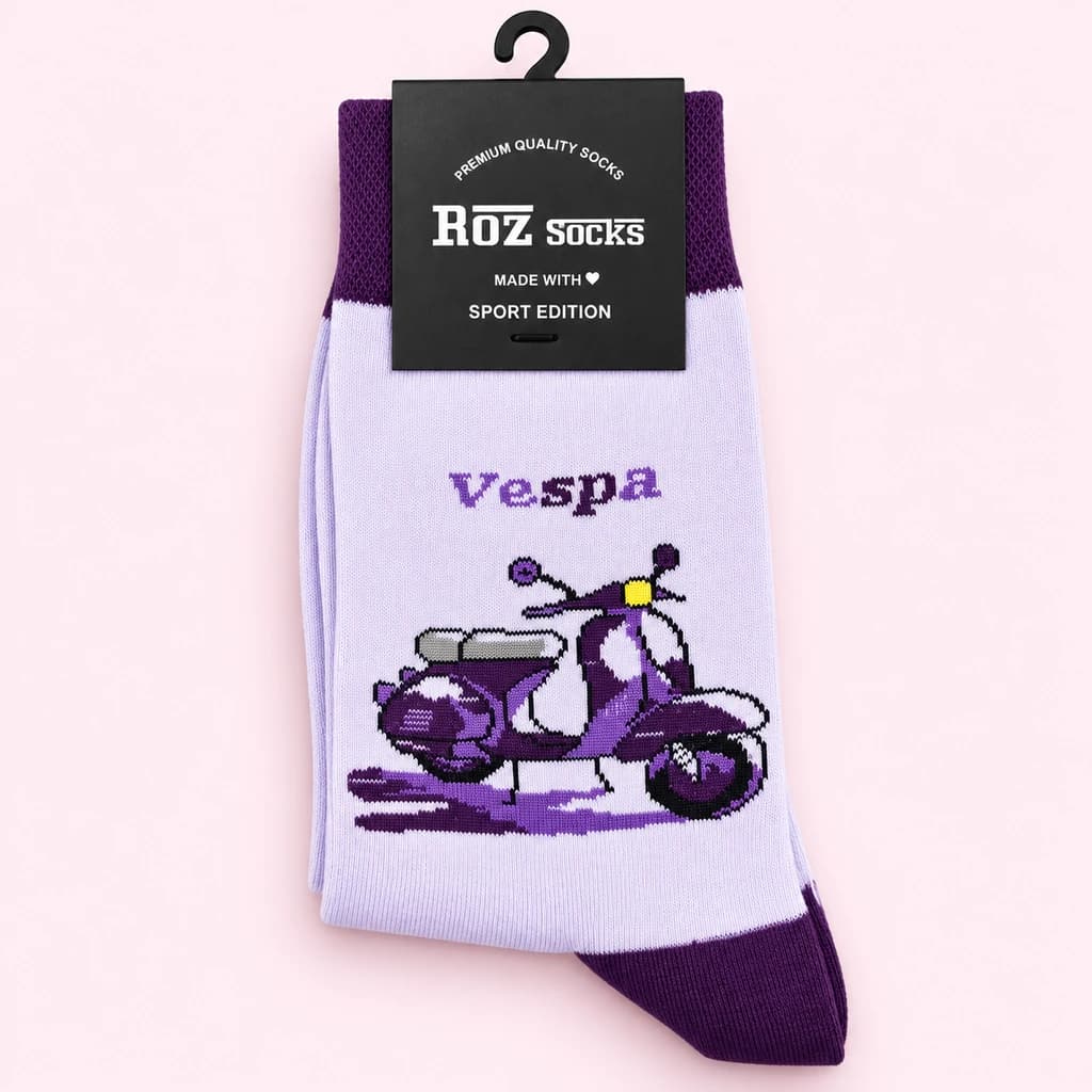 جوراب طرح وسپا Roz Socks | ۶ رنگ جذاب اسپرت و فانتزی — تصویر ۲