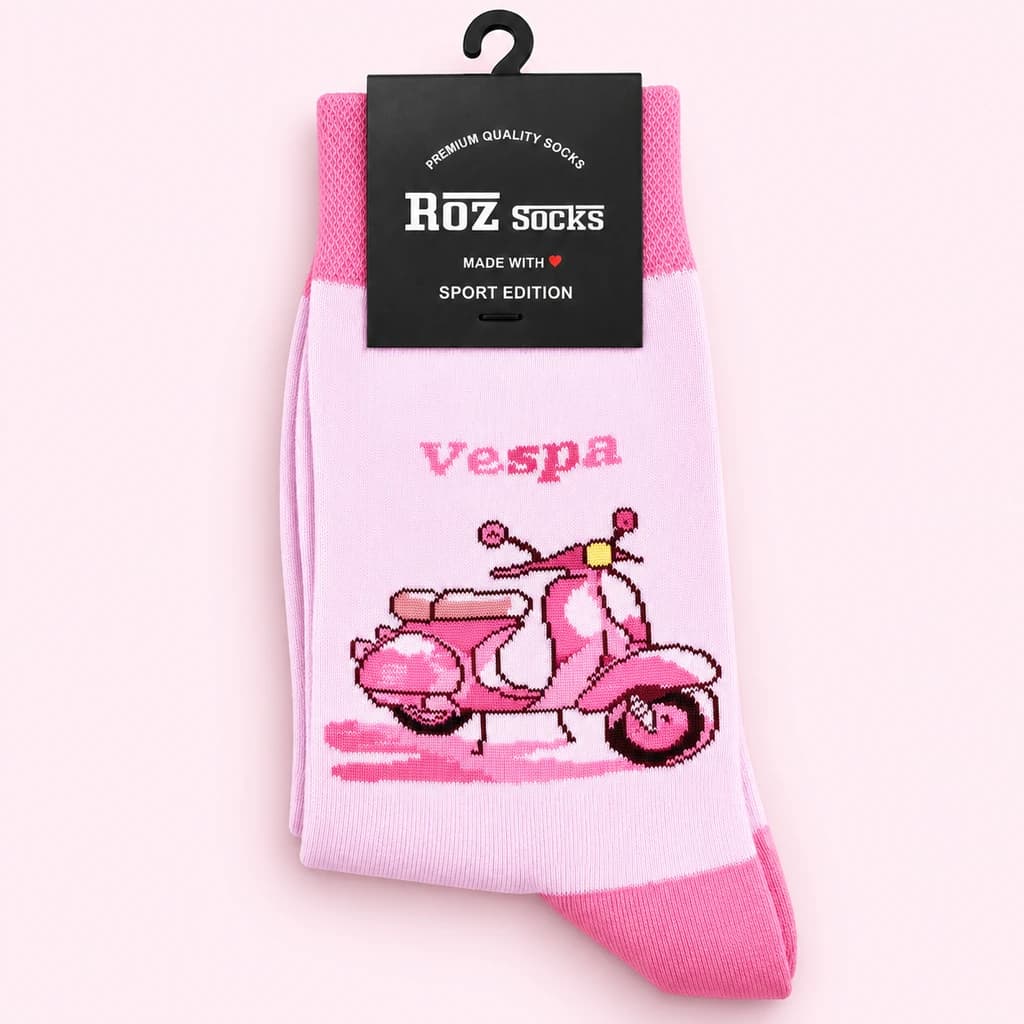 جوراب طرح وسپا Roz Socks | ۶ رنگ جذاب اسپرت و فانتزی — تصویر ۳
