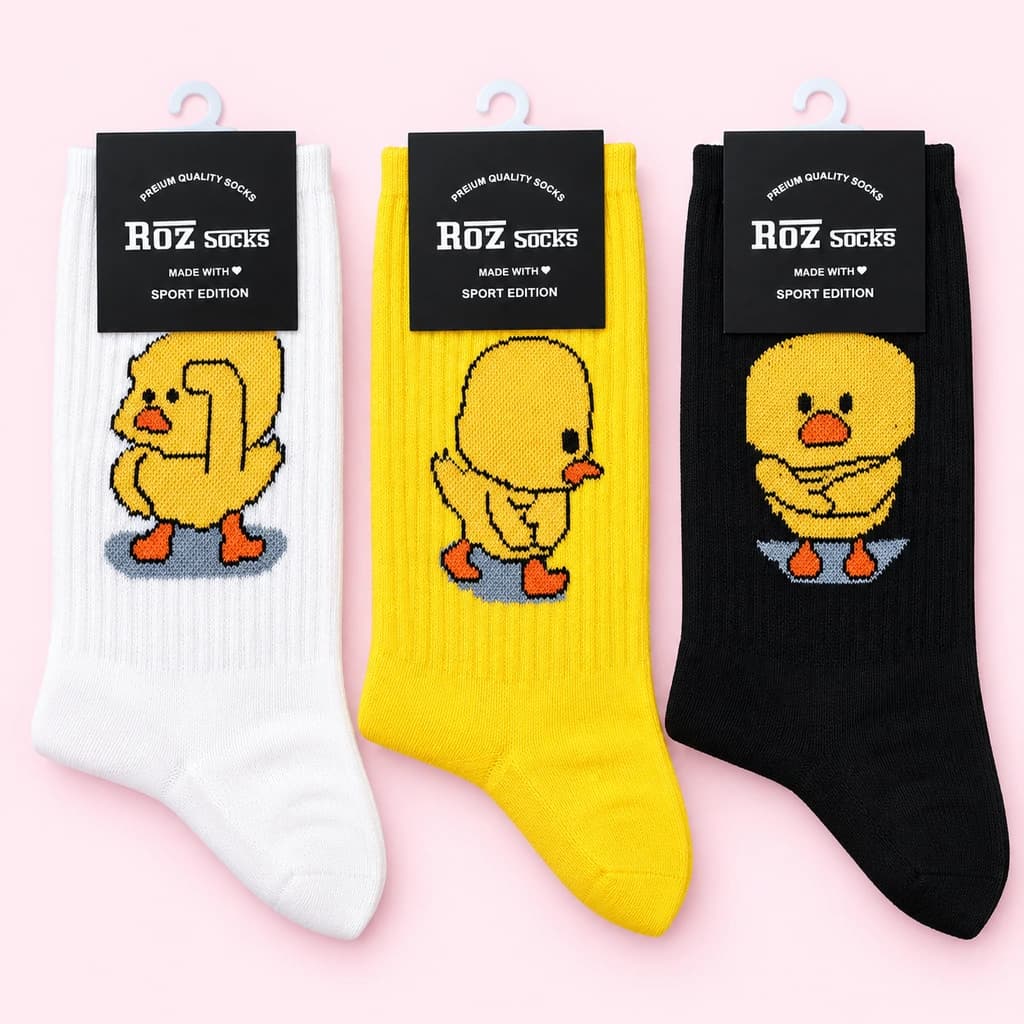 جوراب ساقدار فانتزی طرح جوجه ROZ Socks در ۳ رنگ
