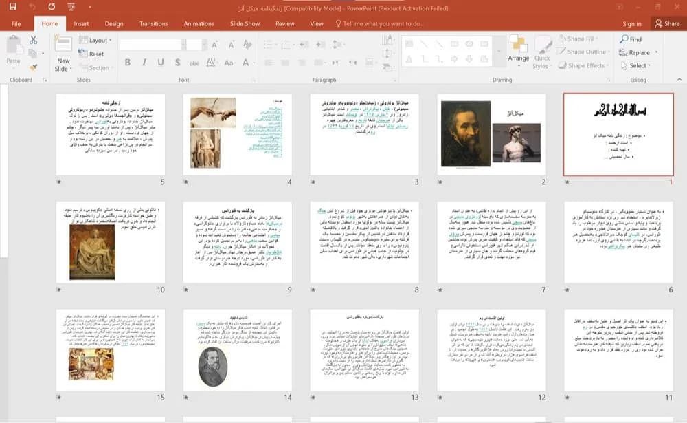 پاورپوینت زندگینامه میکل آنژ