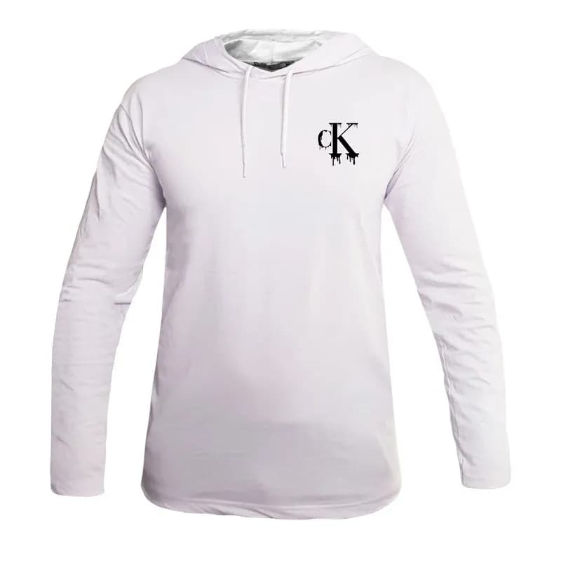 تیشرت آستین بلند مردانه طرح CK مدل S4647 کلاه دار نخی اعلا مشکی سایز L XL 2XL — تصویر ۴
