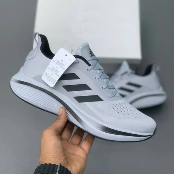 کتونی آدیداس رانینگ طوسی روشن مشکی Adidas Running Light Grey & Black