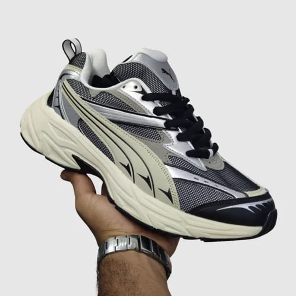 پوما مورفیک متالیک مشکی کرم نقرهای PUMA Morphic Metallic Black Frosted Ivory — تصویر ۲