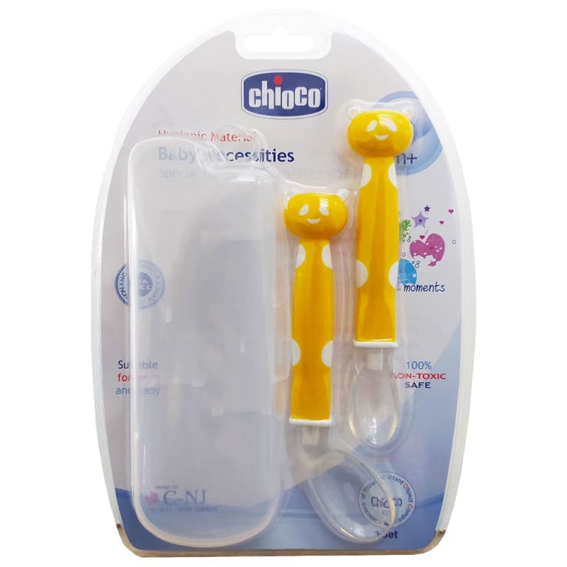 قاشق سرسیلیکونی دوعددی قاب دار خرس خالدار Chioco — تصویر ۴