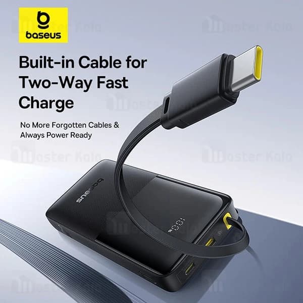 پاوربانک 10000 بیسوس Baseus Bipow 2 P10077101113 توان 20 وات همراه با کابل Type C متصل — تصویر ۷
