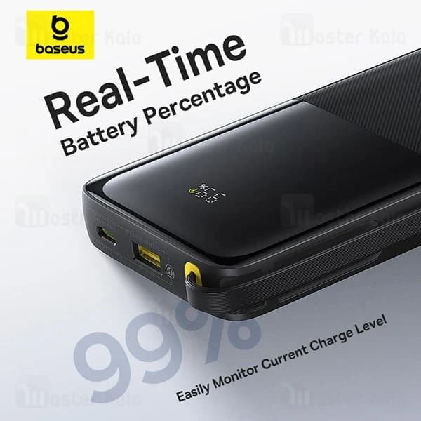 پاوربانک 10000 بیسوس Baseus Bipow 2 P10077101113 توان 20 وات همراه با کابل Type C متصل — تصویر ۳