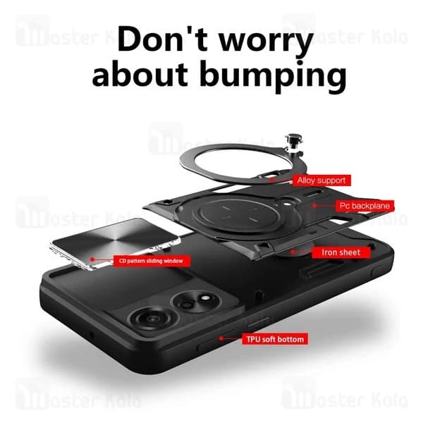 قاب ضد ضربه مگنتی اوپو Oppo A78 4G Magnetic Support Case دارای محافظ دوربین — تصویر ۷
