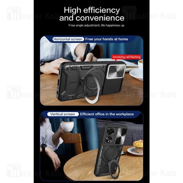 قاب ضد ضربه مگنتی اوپو Oppo A78 4G Magnetic Support Case دارای محافظ دوربین — تصویر ۸