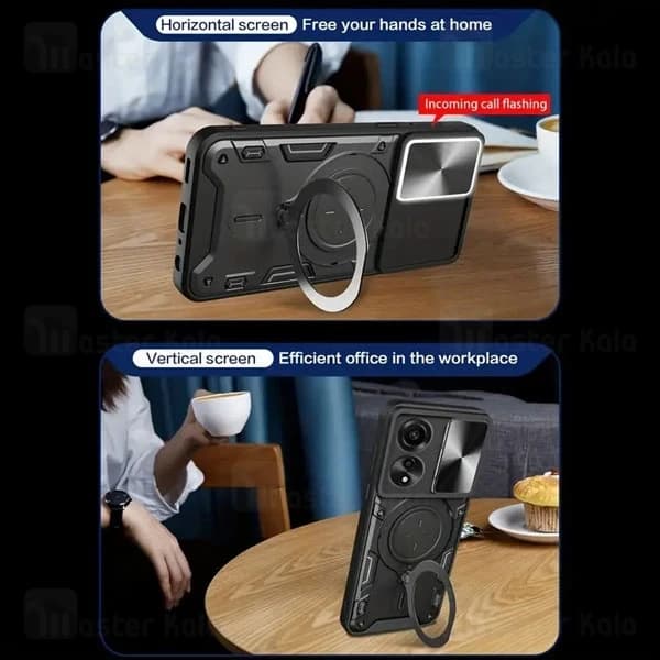 قاب ضد ضربه مگنتی اوپو Oppo A58 4G Magnetic Support Case دارای محافظ دوربین — تصویر ۴