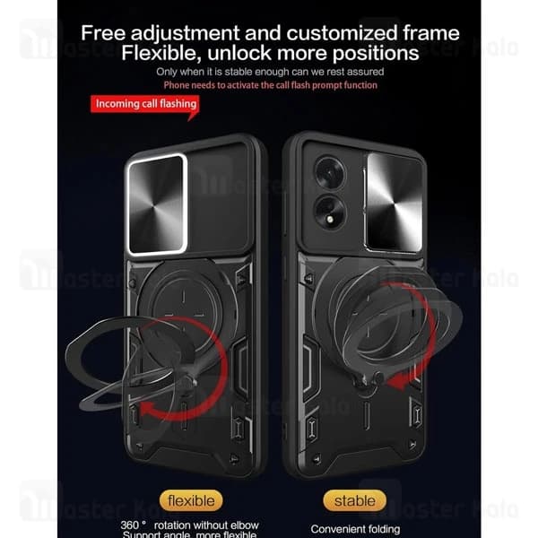 قاب ضد ضربه مگنتی اوپو Oppo A38 4G Magnetic Support Case دارای محافظ دوربین — تصویر ۵