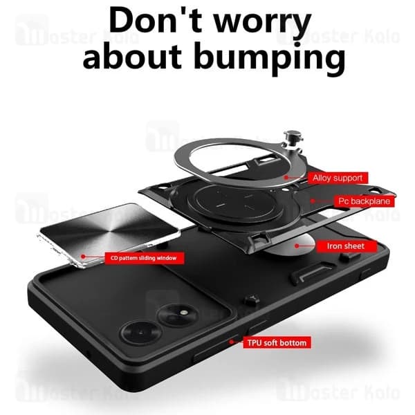 قاب ضد ضربه مگنتی اوپو Oppo A38 4G Magnetic Support Case دارای محافظ دوربین — تصویر ۳