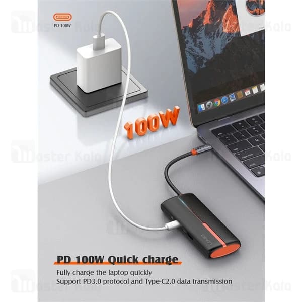 هاب 5 پورت تایپ سی الدینیو LDNIO DS-25H توان 100 وات — تصویر ۸