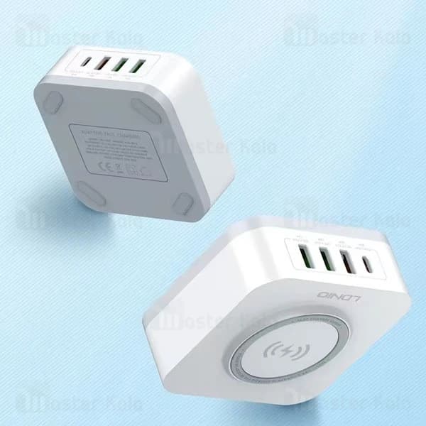 هاب شارژر 4 پورت و شارژر وایرلس الدینیو LDNIO AW004 توان 32 وات — تصویر ۶