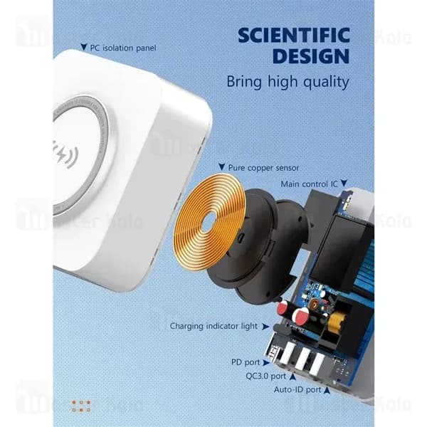هاب شارژر 4 پورت و شارژر وایرلس الدینیو LDNIO AW004 توان 32 وات — تصویر ۵