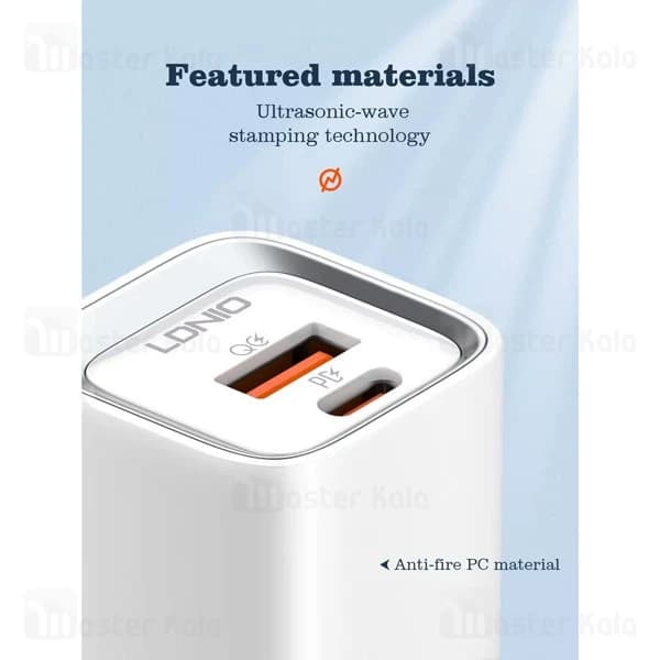 شارژر دیواری الدینیو Ldnio A2318C توان 20 وات همراه با کابل — تصویر ۵