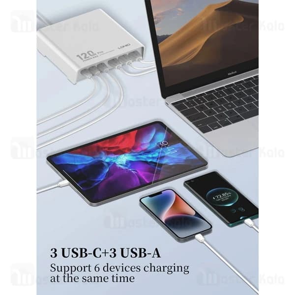 هاب شارژر 6 پورت الدینیو LDNIO Q605 توان 120 وات — تصویر ۵