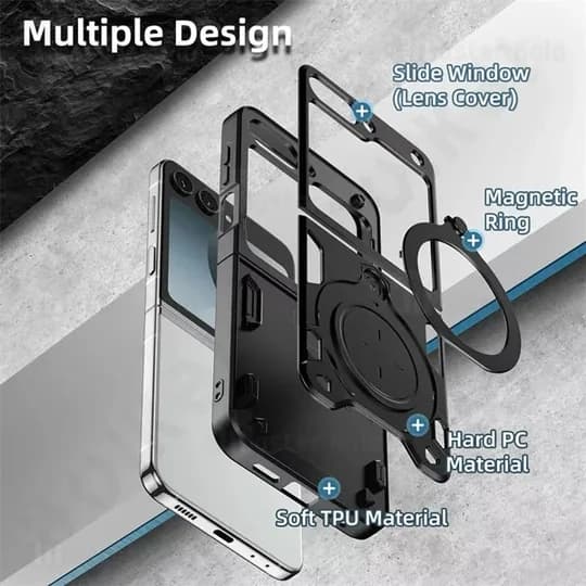 قاب ضد ضربه مگنتی سامسونگ Samsung Galaxy Z Flip6 Magnetic Support Case دارای محافظ دوربین — تصویر ۶