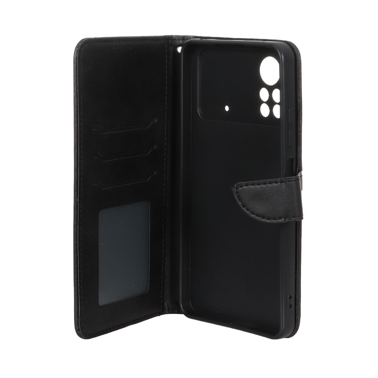 کیف چرمی موبایل مگنتی محافظ لنزدار Xiaomi Poco X4 Pro – مشکی — تصویر ۲