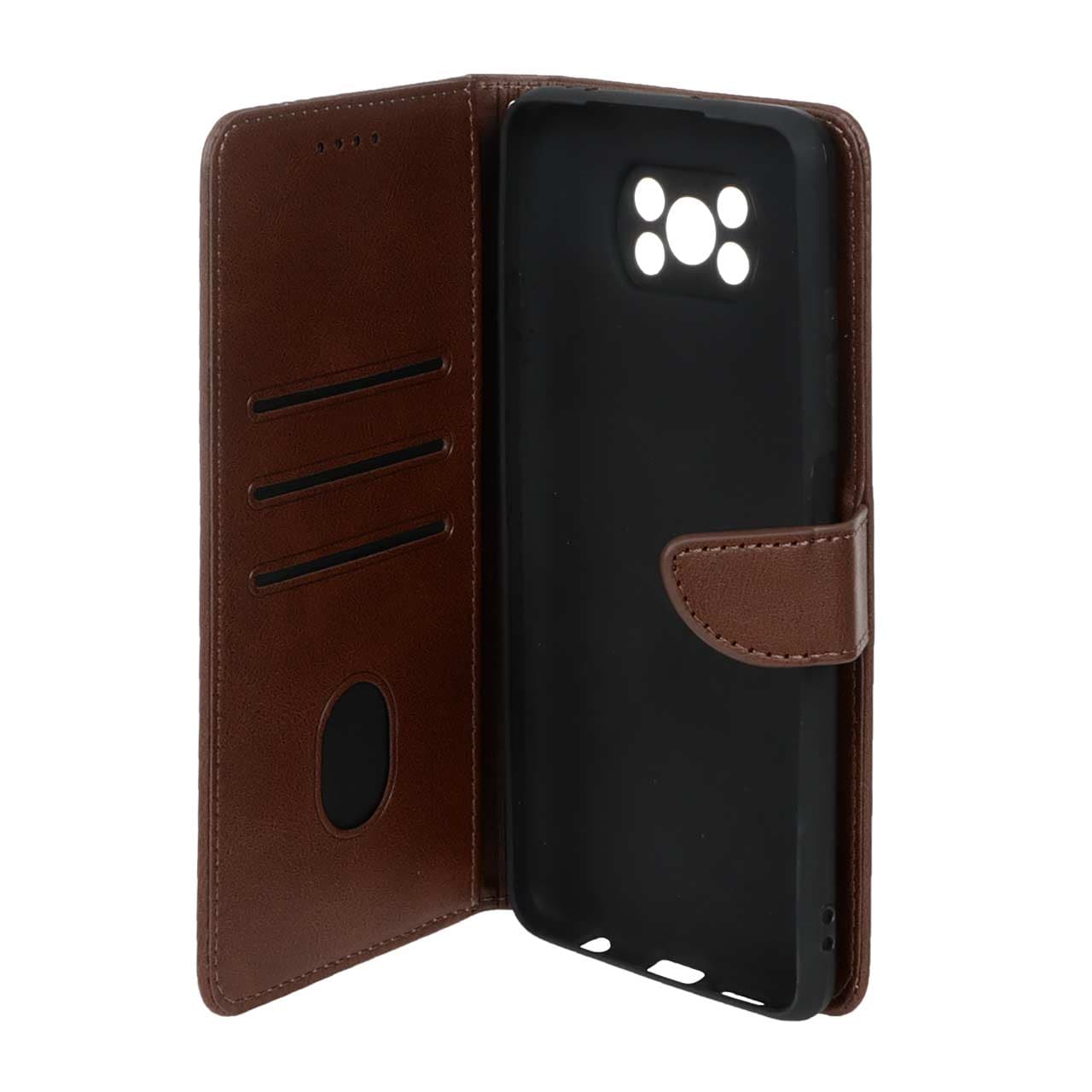 کیف چرمی موبایل مگنتی محافظ لنزدار Xiaomi Poco X3 / Poco X3 Pro / Poco X3 NFC – قهوه ای — تصویر ۲