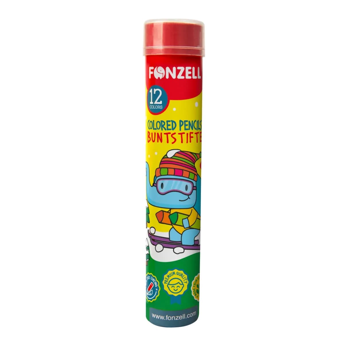 مداد رنگی 12 رنگ استوانه ای شش وجهی فونزل کد 685044 (fonzell) — تصویر ۲
