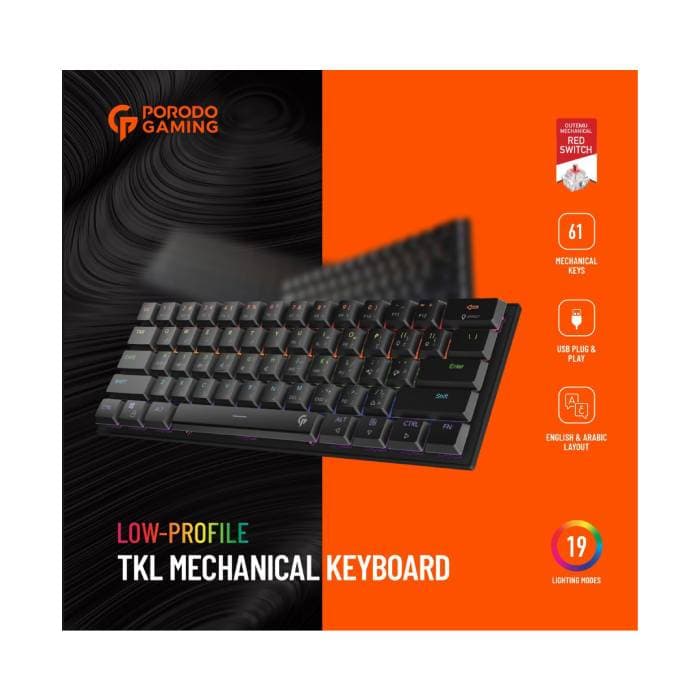 کیبورد گیمینگ Porodo مدل PDX218 TKL – سوییچ قرمز — تصویر ۳