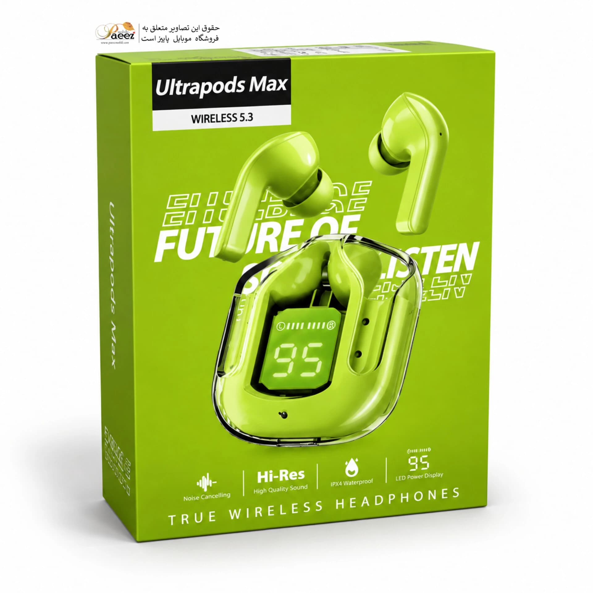 هندزفری بلوتوثی Ultrapods Max | کیس شفاف و کنترل لمسی — تصویر ۳