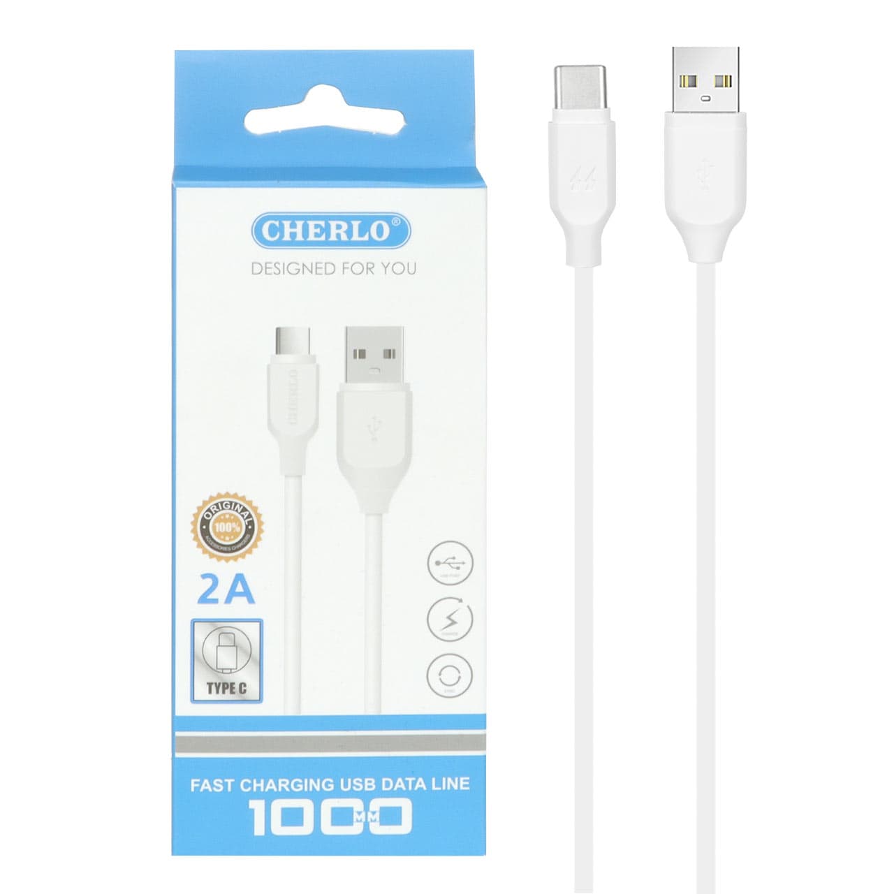 کابل شارژ CHERLO Type-C مدل CH-TC01 – سفید – SMO