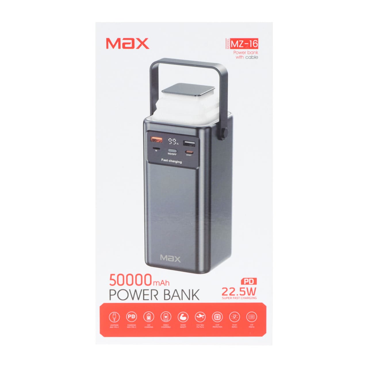پاوربانک PD و فست شارژ Max 50000mAh مدل MZ-16 22.5W – سفید — تصویر ۵