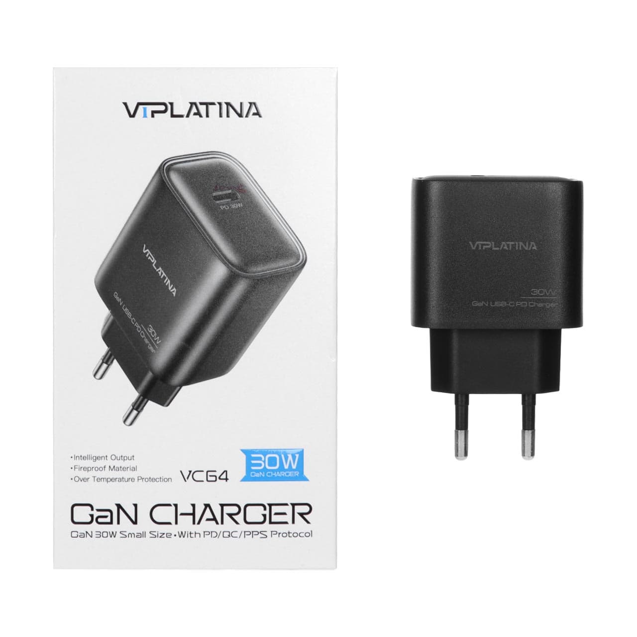 شارژر دیواری فست و PD تک پورت VIPLATINA مدل VC64 30W – مشکی