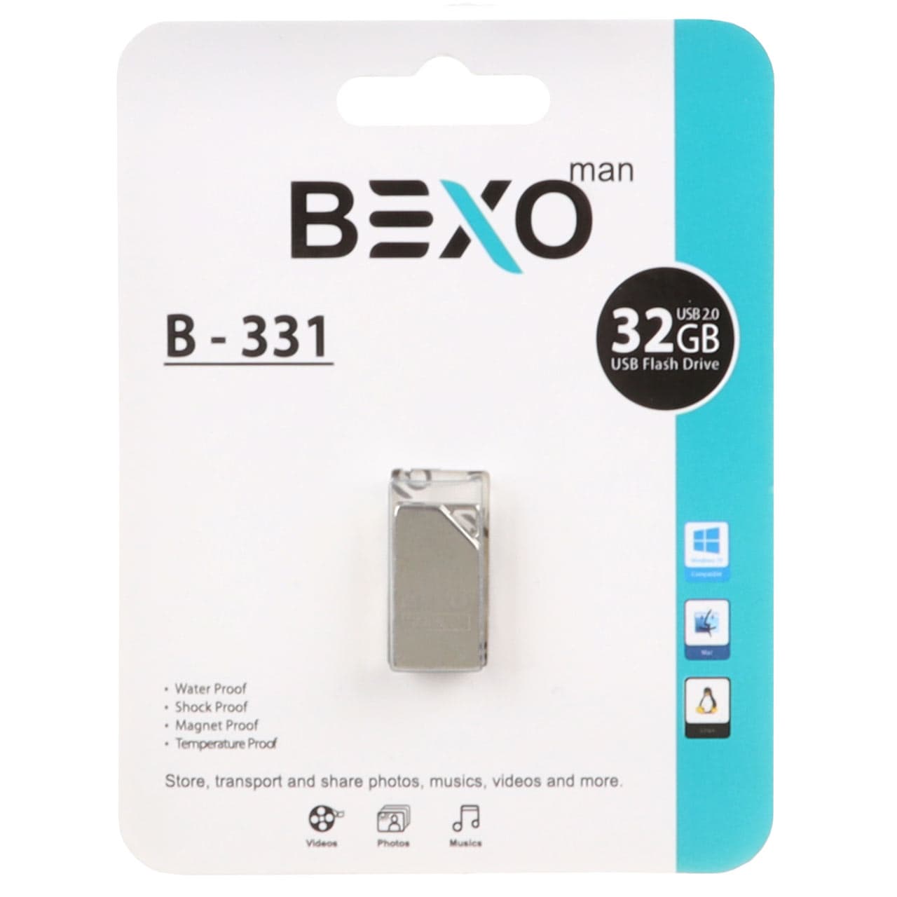 BEXO B-331 USB2.0 Flash Memory – 32GB (گارانتی داده پردازی آواتک) نقره ای