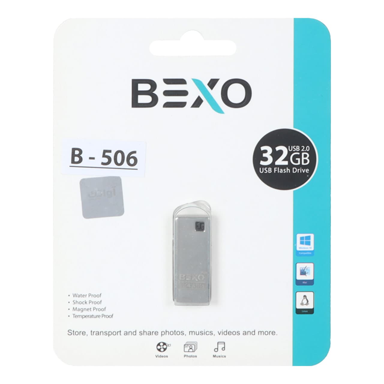 BEXO B-506 USB2.0 Flash Memory – 32GB (گارانتی داده پردازی آواتک) نقره ای