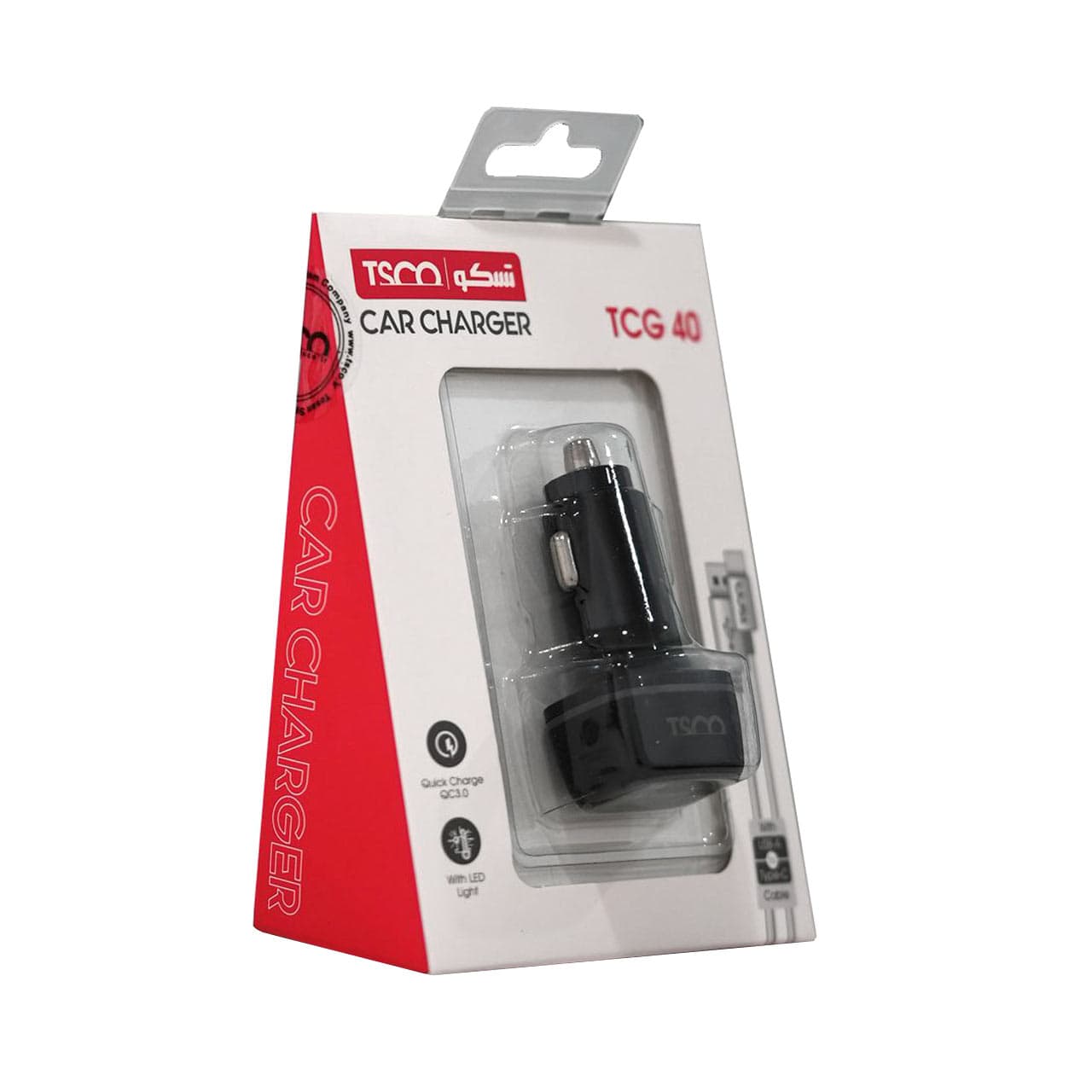 شارژر فندکی 30W فست دو پورت TSCO مدل TCG 40 به همراه کابل شارژ Type-C – مشکی — تصویر ۴