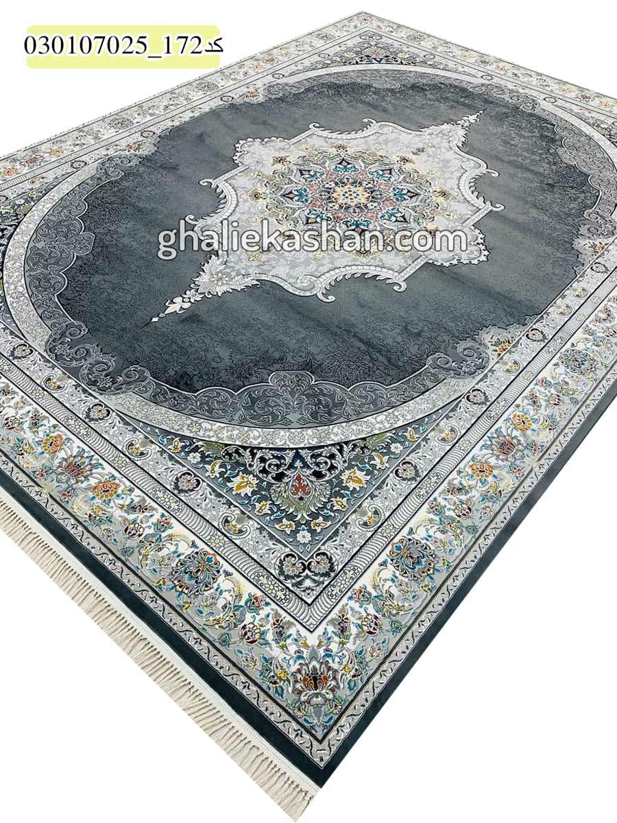 فرش 700 شانه طرح فاخر زمینه دودی کاشان — تصویر ۳