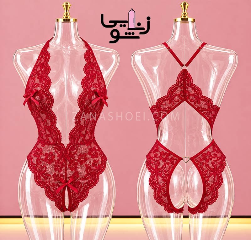 بادی فاق باز قلبی رنگ قرمز