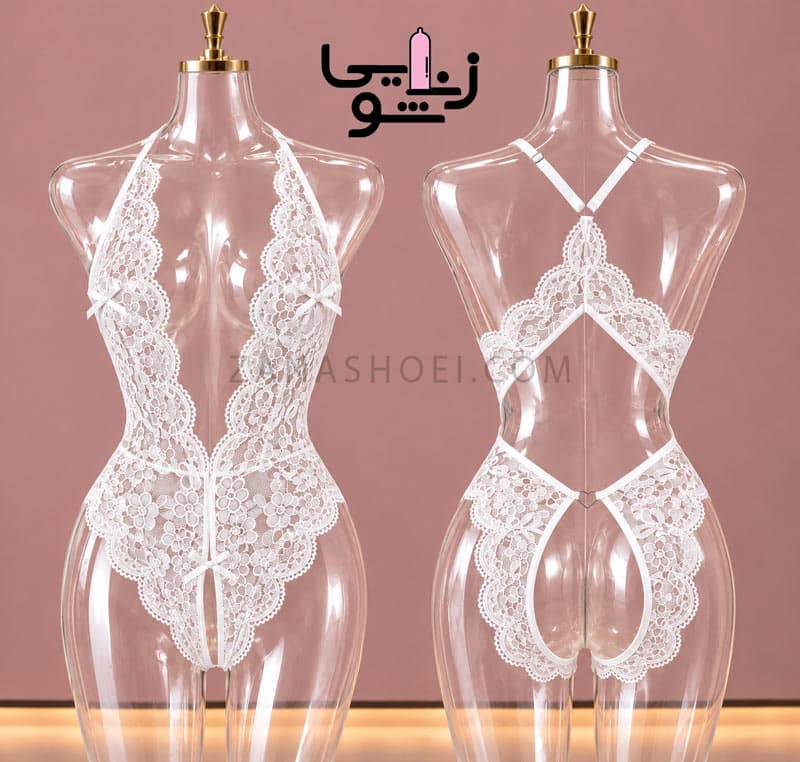 بادی فاق باز قلبی رنگ سفید