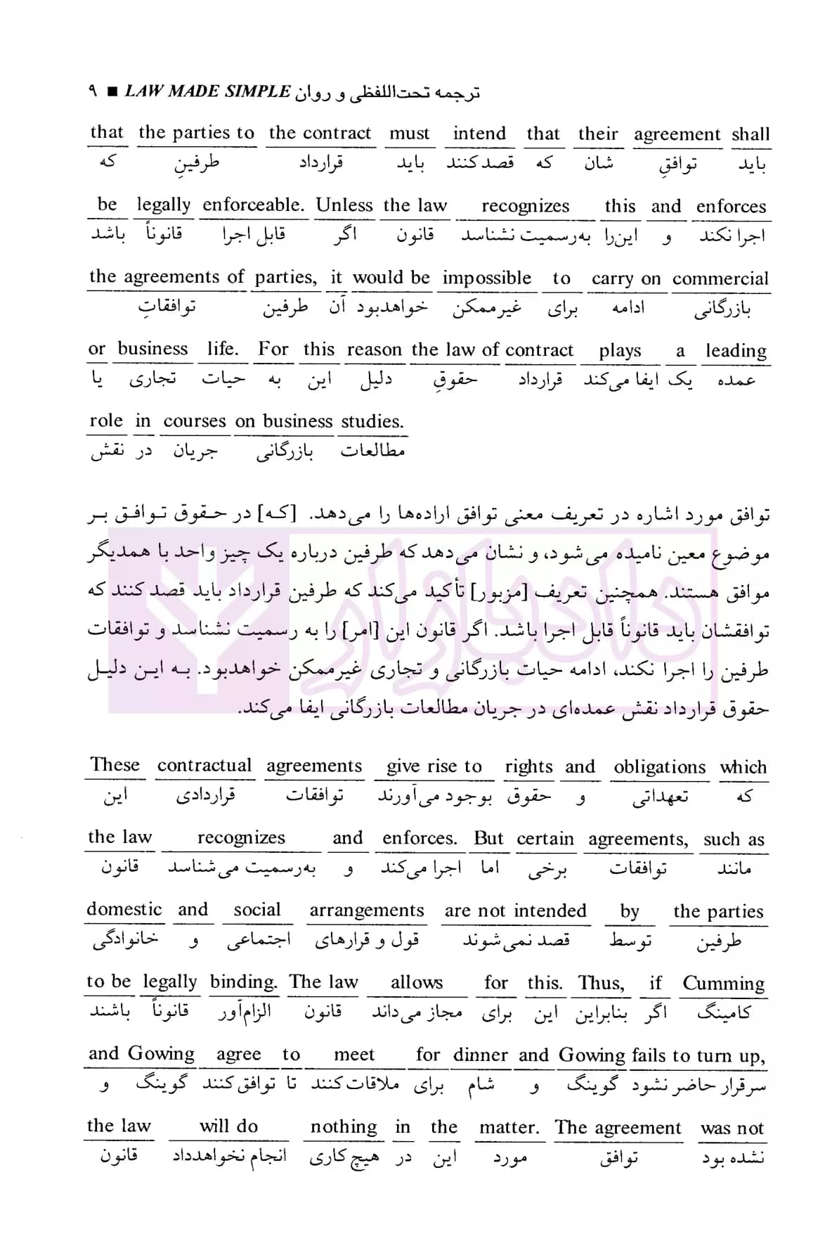 ترجمه تحت اللفظی و روان Law made simple (قسمت قرارداد ها) | رمضانی — تصویر ۵