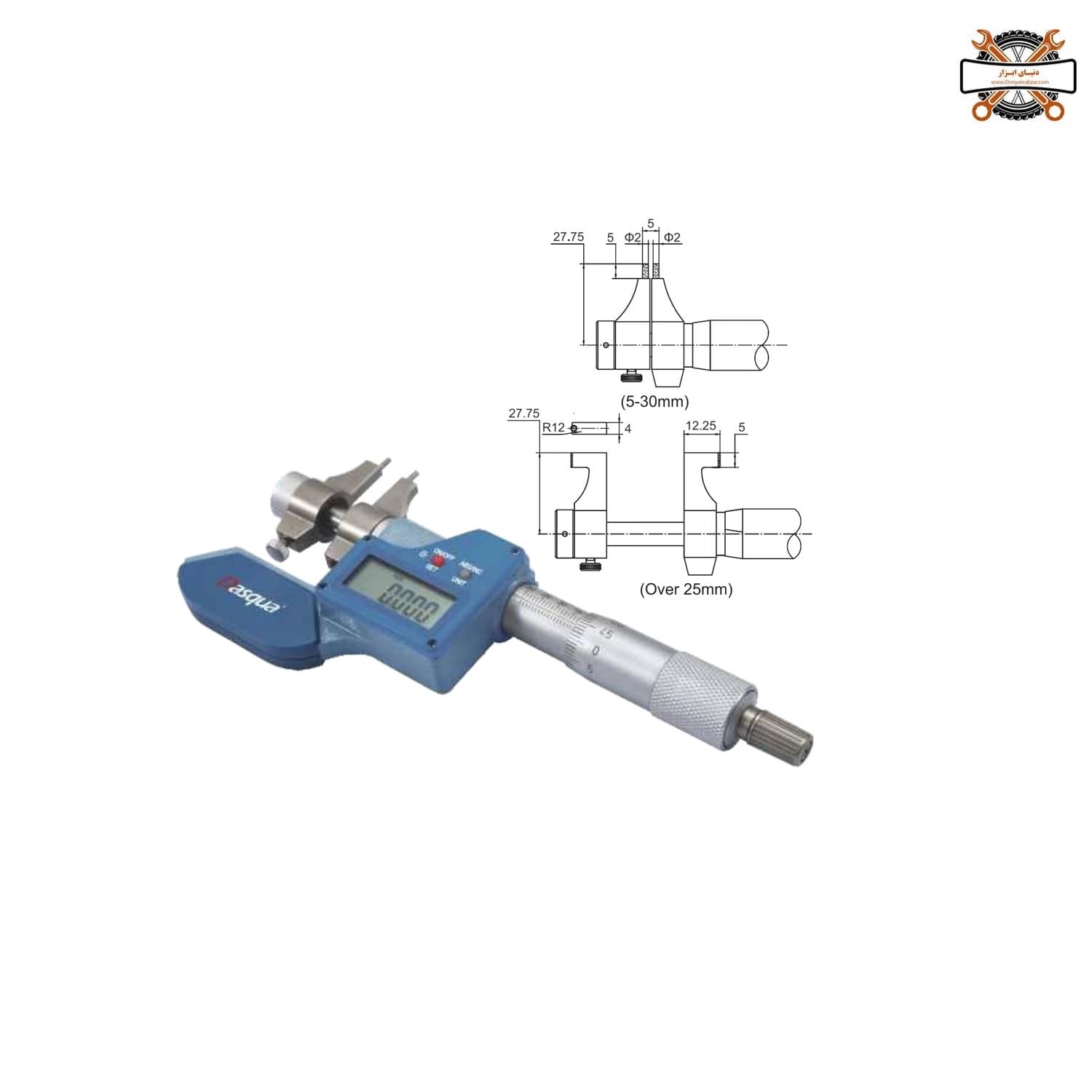 میکرومتر داخل سنج دیجیتال دو فک 125-100 داسکوا مدل 4005-0090