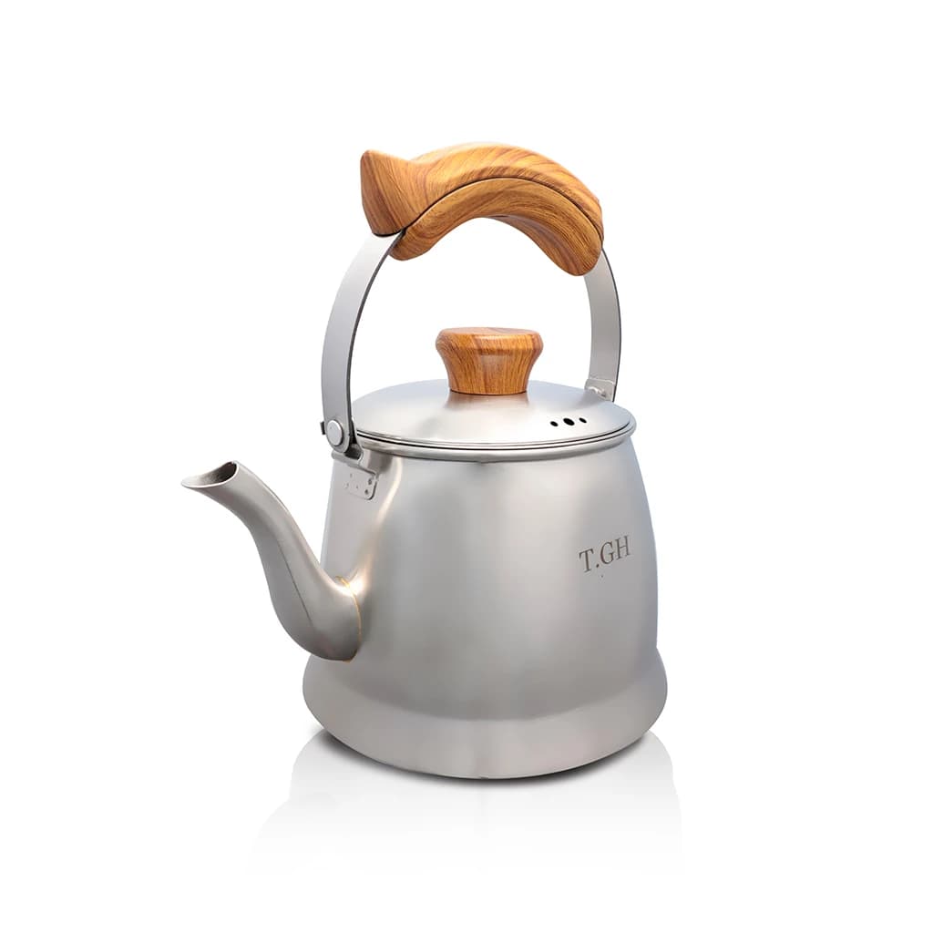 کتری کاوه 2.5 لیتری لوله دار کف چدن 30207 طرح چوب-قیطاسی