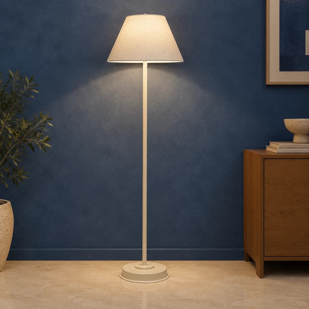 آباژور ایستاده مدرن با شید پارچه ای