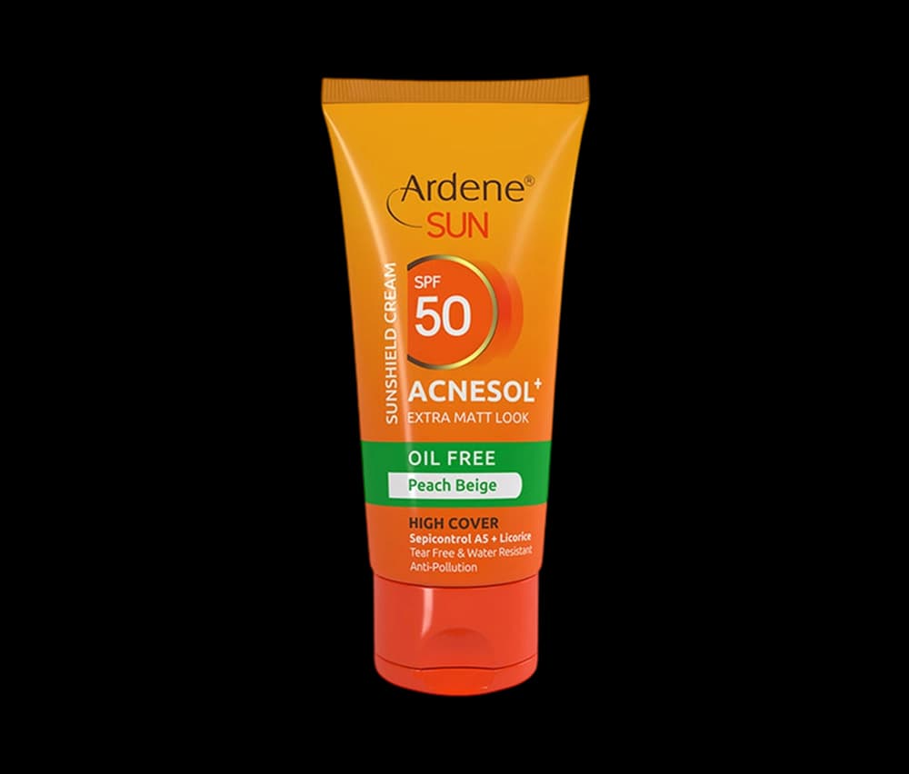 کرم ضد آفتاب رنگی بژ هلویی آردن سان با SPF50 مناسب پوست چرب و آکنه دار حجم 50 میلی لیتر