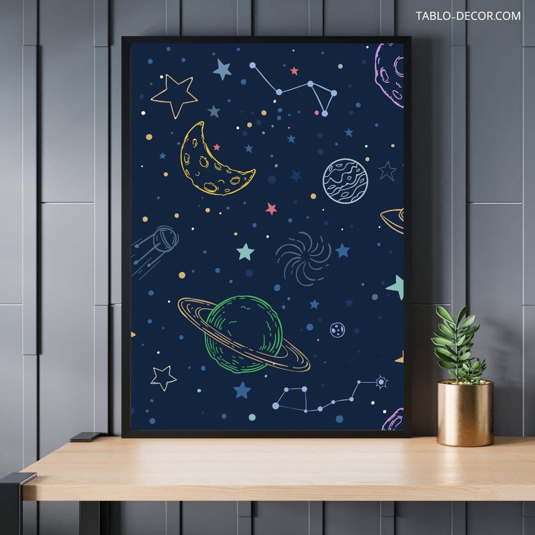 تابلو زحل و ماه Saturn and Moon