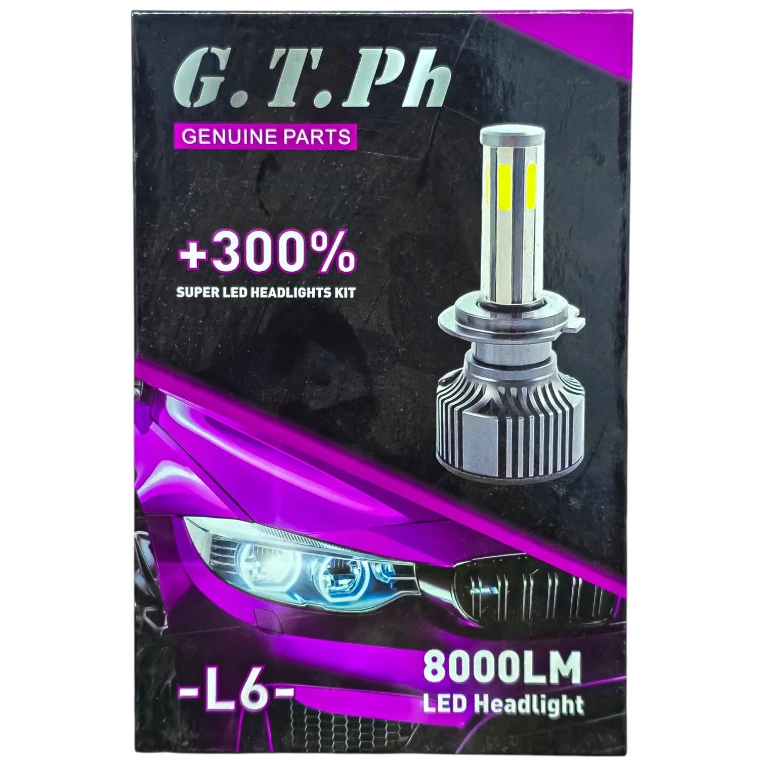 لامپ هدلایت چراغ جلو تک حالته خودرو جی تی پی اچ مدل 6 طرفه یخی کد COB پایه H7 بسته 2 عددی — تصویر ۸