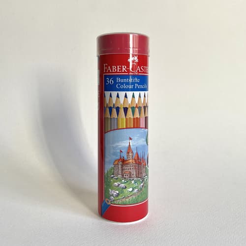 مداد رنگی 36 رنگ فابرکاستل جعبه فلزی استوانه (FABER CASTELL)