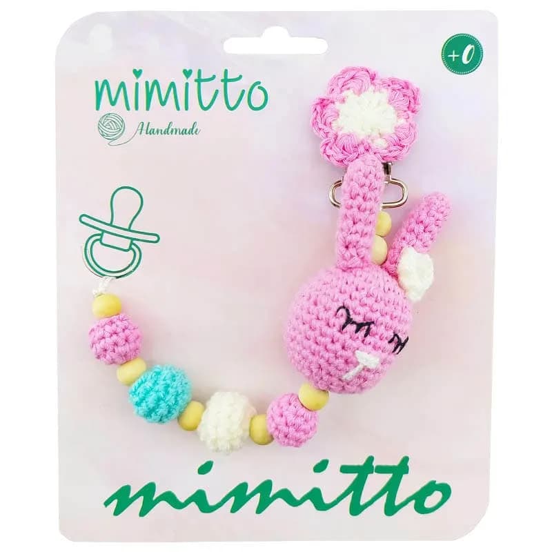 بند پستانک عروسکی بافت صورتی Mimitto