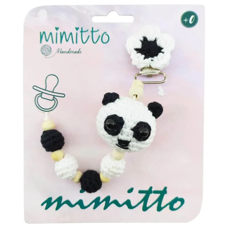 بند پستانک عروسکی بافت سفید-مشکی Mimitto