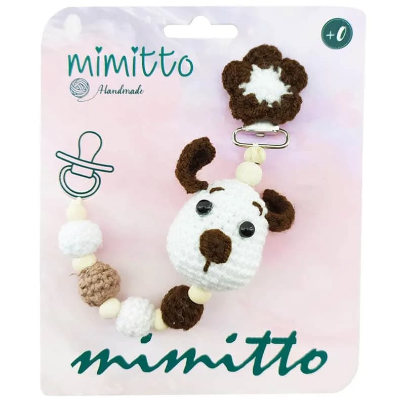 بند پستانک عروسکی بافت سفید-مشکی Mimitto — تصویر ۴