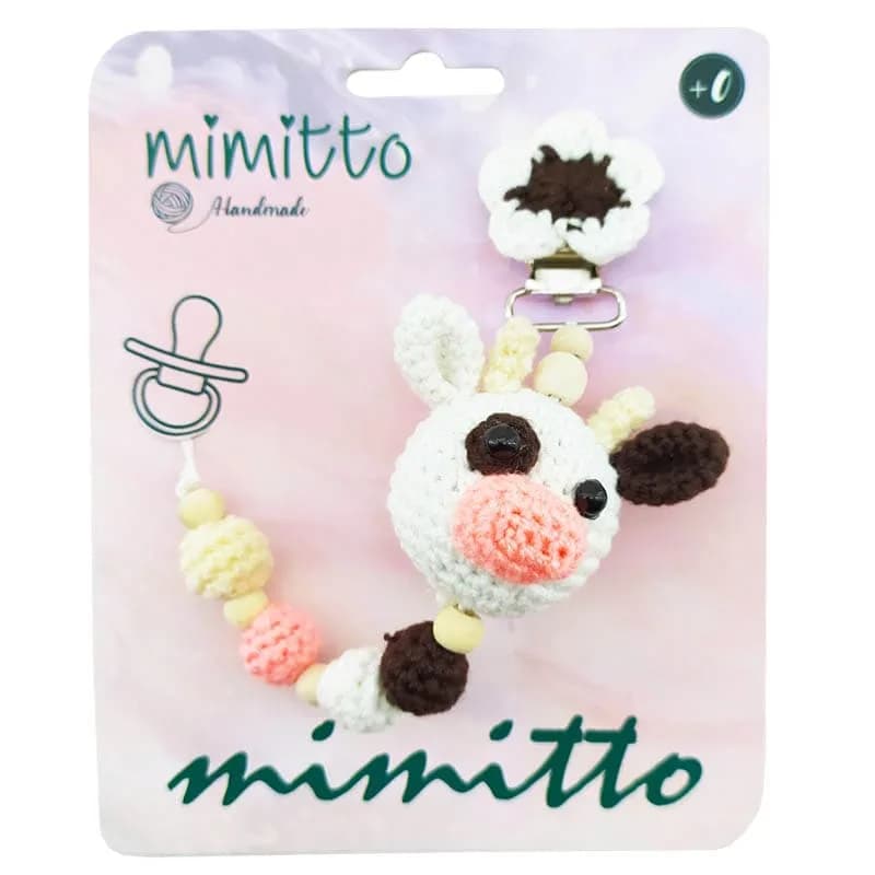 بند پستانک عروسکی بافت سفید-مشکی Mimitto — تصویر ۲