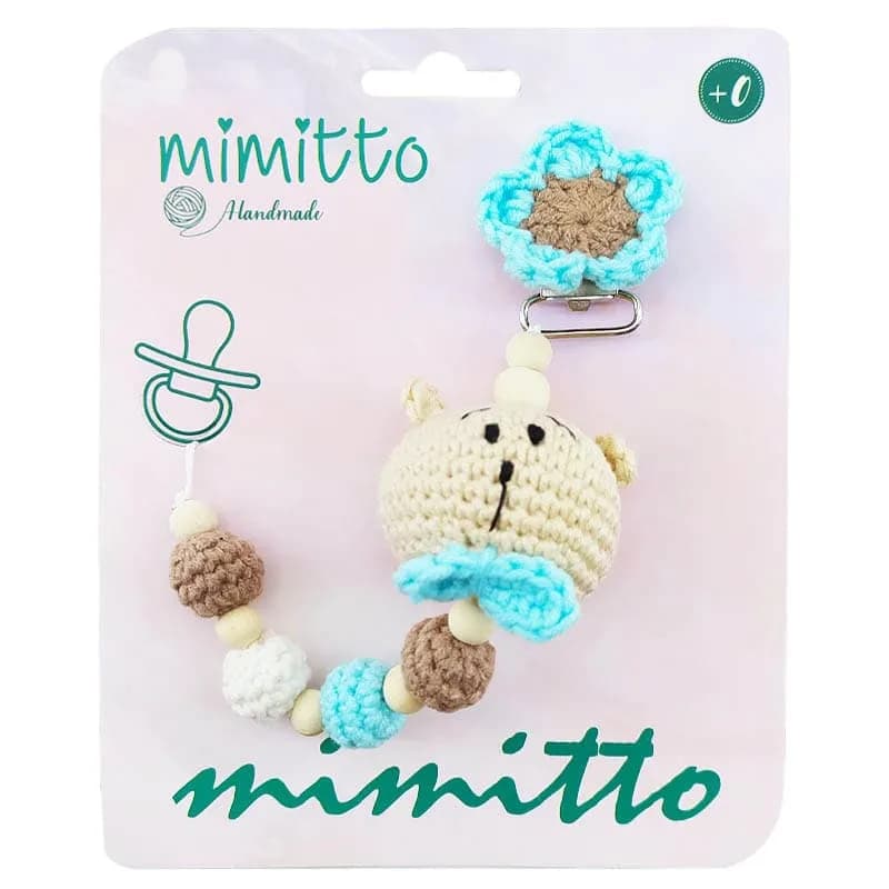 بند پستانک عروسکی بافت آبی Mimitto — تصویر ۴